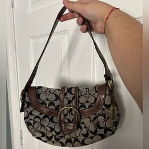 Y2K Coach Signature Black and Brown Shoulder Bag